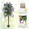 5.5 ft Artificial Wisteria Tree with Purple Flowers and Realistic Leaves Moss and Solid Wood Pot
